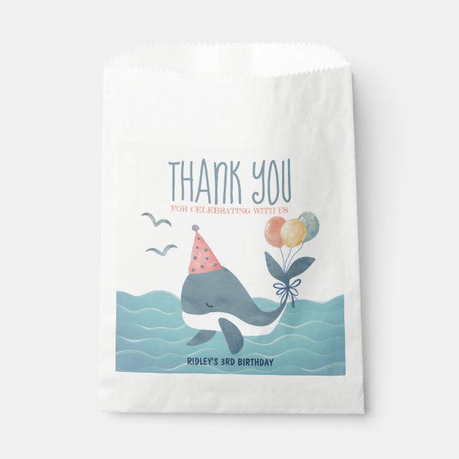 Under The Sea Whale Birthday Thank You Favor Bag (Front)