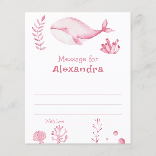 Under the sea Whale birthday time capsule message (Front)