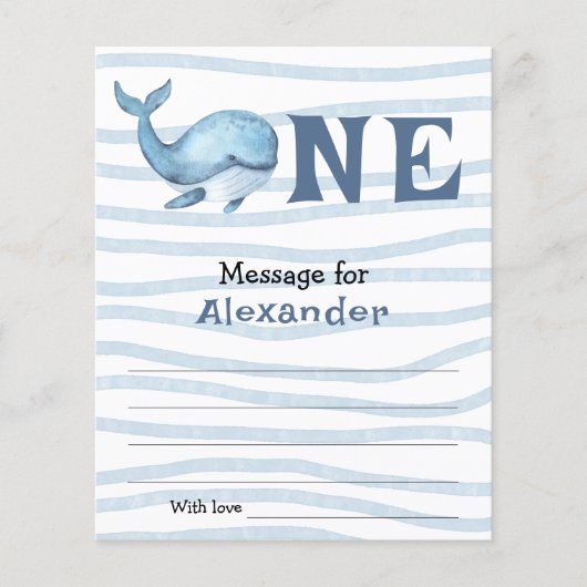 Under the sea Whale birthday time capsule message (Front)