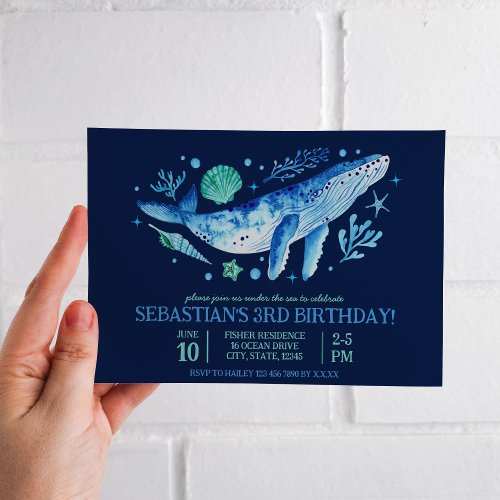 Under The Sea Whale Boys Birthday Party Invitation