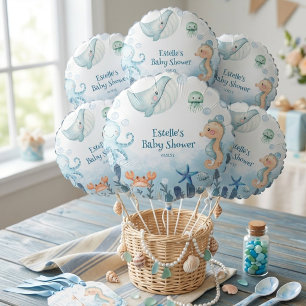 Under the Sea Whale Crab Starfish Baby Shower Balloon