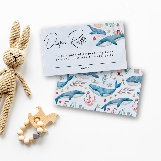 Under the Sea Whale Diaper Raffle Boy Baby Shower Enclosure Card (Creator Uploaded)