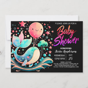 Under the Sea Whale Nautical Girl Baby Shower Invitation