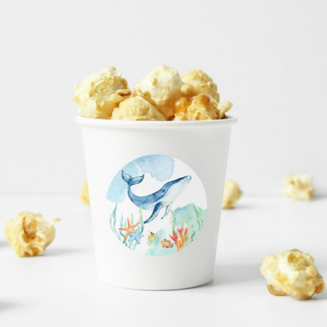Under the Sea Whale Ocean Party Favors Classic Round Sticker (Creator Uploaded)
