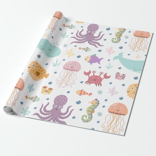 Under the Sea Whale Pattern Wrapping Paper