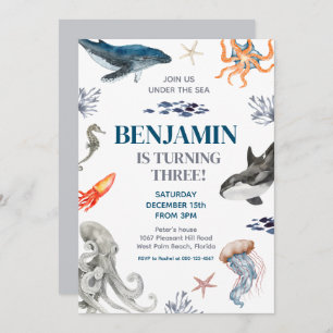 Under The Sea Whale Sea Birthday Party Invitation