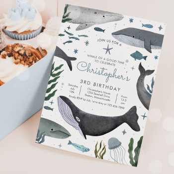 Under The Sea Whale Sea Life Birthday Party  Invitation by PixelPerfectionParty at Zazzle