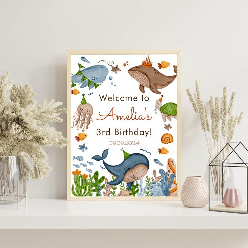 Under the Sea Whale Sea Life Party  Welcome Sign