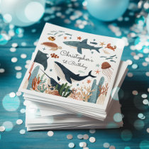 Under the Sea Whale Shark Sea Life 1st Birthday Napkins