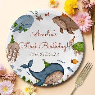Under the Sea Whale Shark Sea Life 1st Birthday Paper Plates