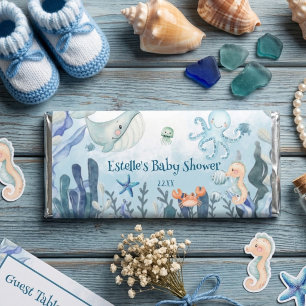 Under the Sea Whale Starfish Crab Baby Shower Hershey Bar Favors