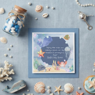 Under the Sea Whale starfish turtle jellyfish blue Napkins
