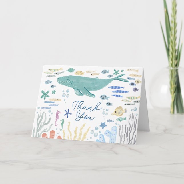 Under The Sea Whale Thank You Card (Front)