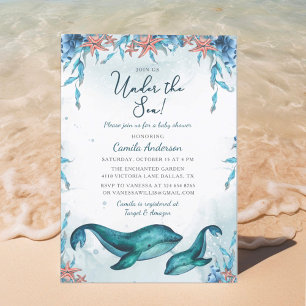 Under The Sea Whales Boy Baby Shower  Invitation