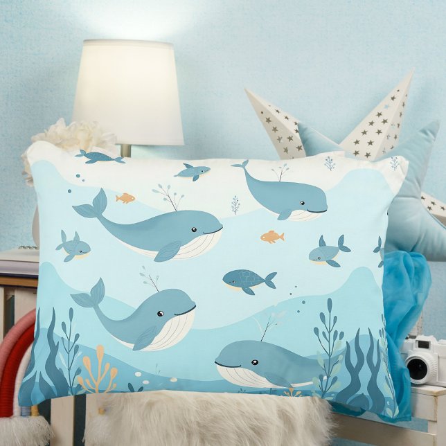 Under the Sea Whales & Fish   Accent Pillow (Creator Uploaded)