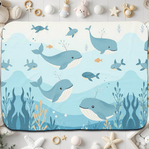 Under the Sea Whales & Fish Baby Blanket
