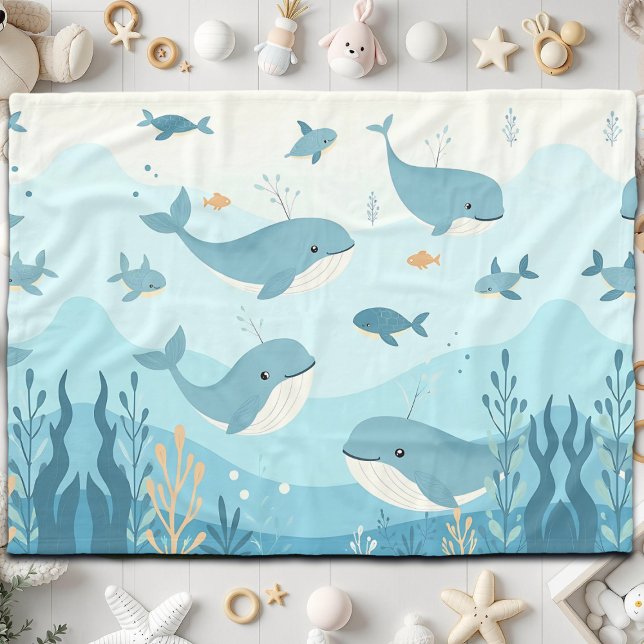 Under the Sea Whales & Fish   Fleece Blanket (Creator Uploaded)