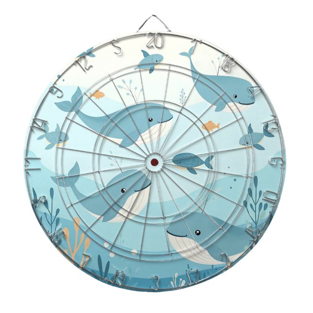 Under the Sea Whales & Fish Kids Dart Board (Front)