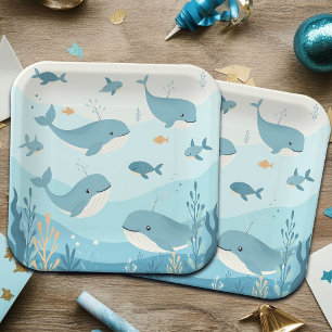 Under the Sea Whales & Fish Kids Paper Plates