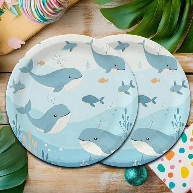 Under the Sea Whales & Fish Kids Paper Plates (Creator Uploaded)