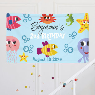 Under The Sea Whimsical Creatures Birthday Party Banner