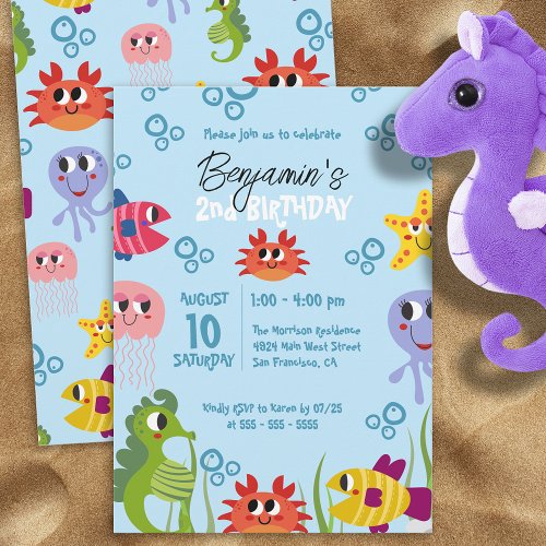 Under The Sea Whimsical Creatures Birthday Party Invitation
