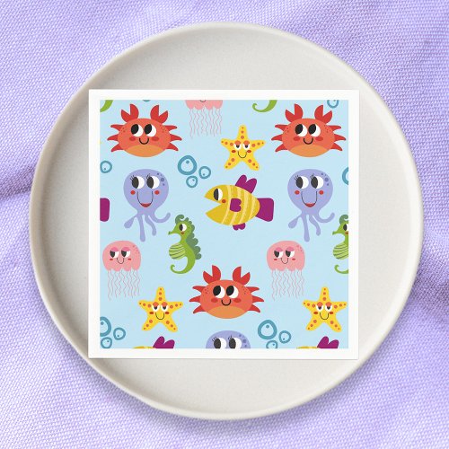 Under The Sea Whimsical Creatures Birthday Party Napkins