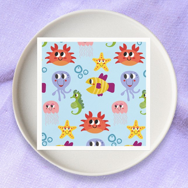 Under The Sea Whimsical Creatures Birthday Party Napkins (Creator Uploaded)