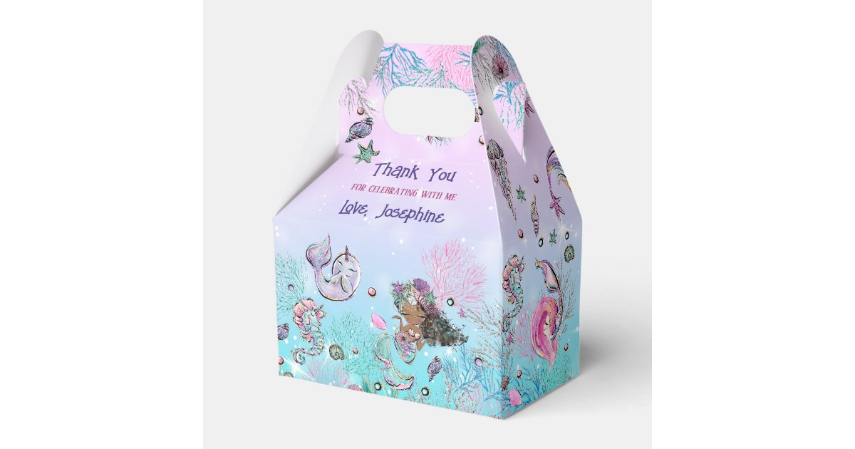 Under the Sea Whimsical Mermaid Birthday Party Favor Boxes | Zazzle