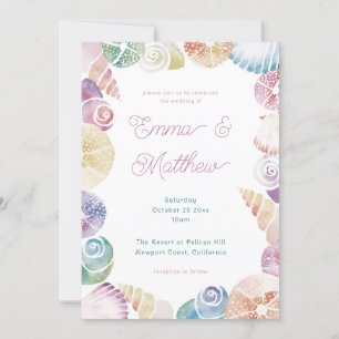 Under the Sea Whimsical Watercolor Beach Wedding Invitation