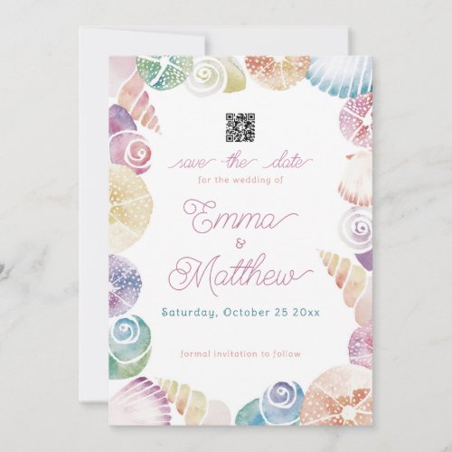 Under the Sea Whimsical Watercolor Photo  QR Save The Date