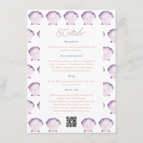Under the Sea Whimsical Watercolor Wedding Details Enclosure Card