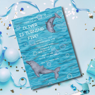 Under The Sea With Dolphins Birthday Party Invitation