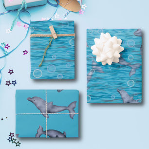 Under The Sea With Dolphins Birthday Party Wrapping Paper Sheets
