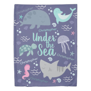 Under The Sea With Name Duvet Cover