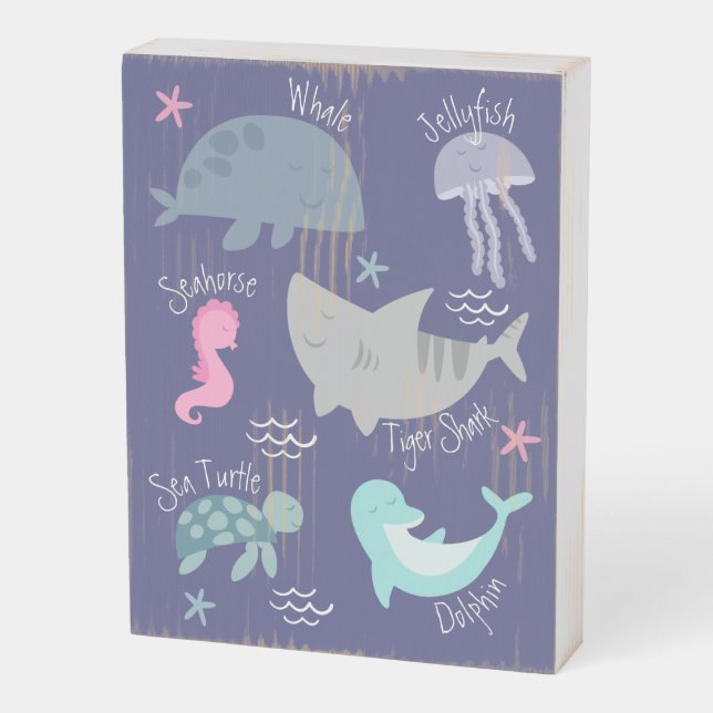 Under The Sea Wood Box Sign (Angled Vertical)