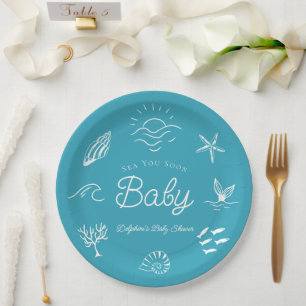 Under the Sea You Soon Blue Baby Shower Paper Plates
