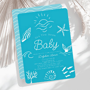 Under the Sea You Soon Blue Boy Baby Shower Invitation