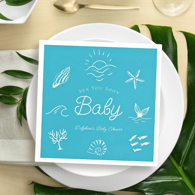 Under the Sea You Soon Blue Boy Baby Shower Napkins (Creator Uploaded)