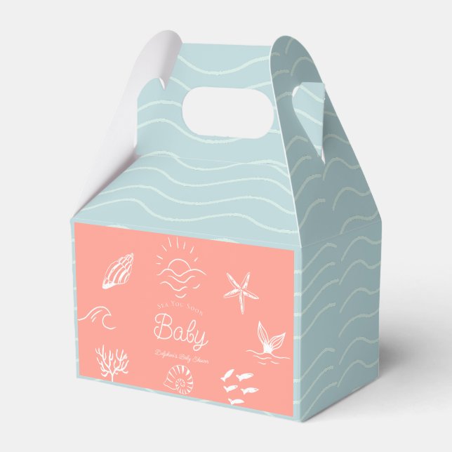 Under the Sea You Soon Pink Girl Baby Shower Favor Boxes (Front Side)