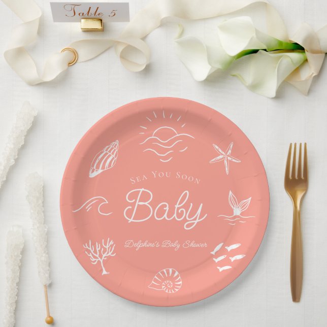 Under the Sea You Soon Pink Girl Baby Shower Paper Plates (Wedding)