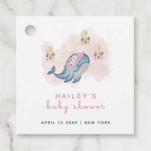 Under The See Sweet Whale Floral Baby Shower Favor Tags