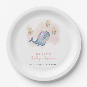 Under The See Sweet Whale Floral Baby Shower Paper Plates