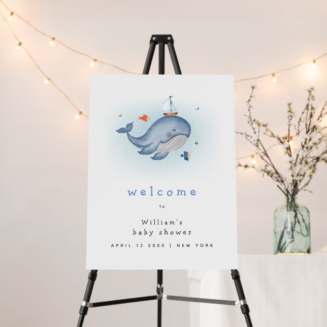 Under The See Whale Boat Baby Shower Welcome Sign (In Situ (Stand))