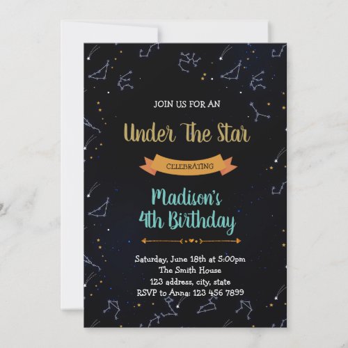 Under the star theme invitation