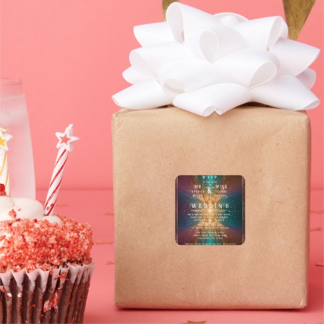 "Under the Stars: A Celebration of Love" Square Sticker (Party)