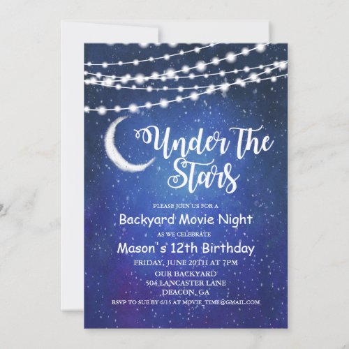 Under the Stars Backyard Movie Night Invitation