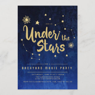 Under the Stars Backyard MOVIE Party Invitation