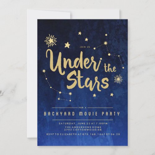 Under the Stars Backyard MOVIE Party Invitation