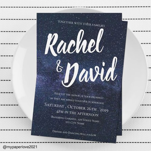 Under the Stars Blue Night Sky Typography Wedding